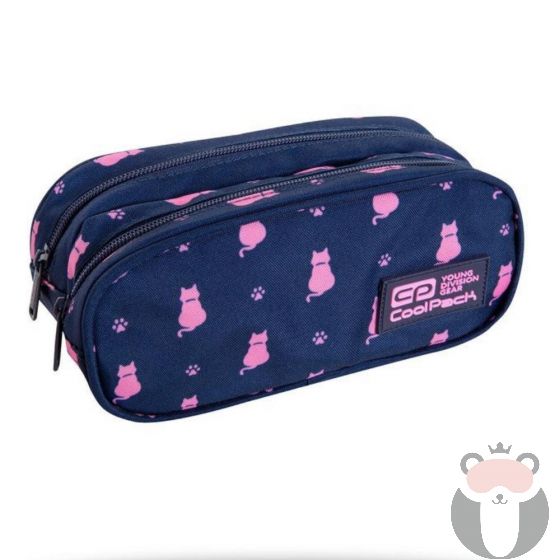 COOLPACK Ученически несесер с два ципа CLEVER - NAVY KITTY
