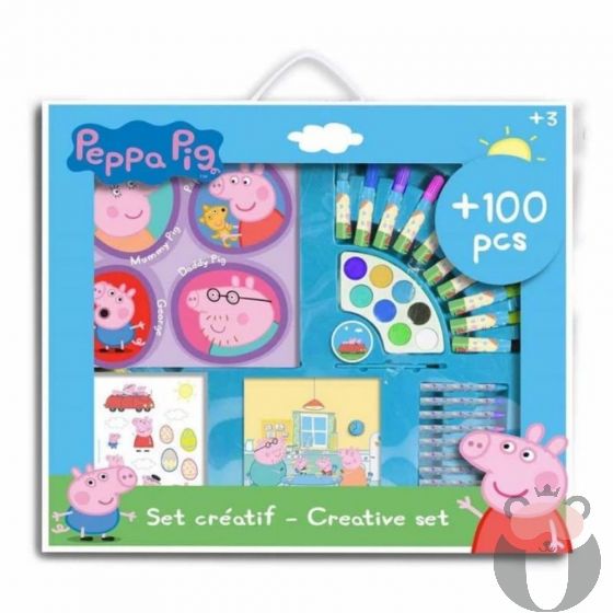 Детски комплект с пособия за рисуване 100ч,  PEPPA PIG