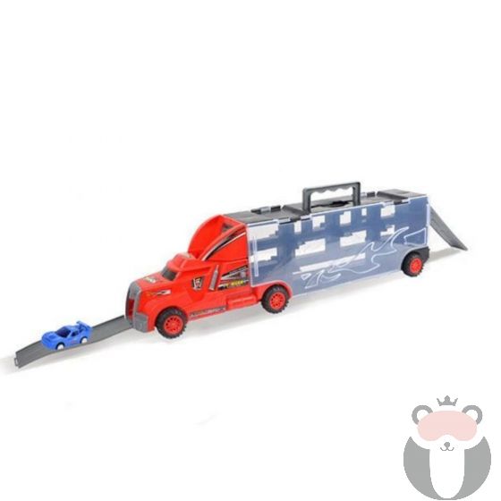 Писта Top Truck Автовоз-куфар с колички и аксесоари, червена