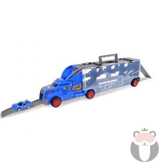Писта Top Truck Автовоз-куфар с колички и аксесоари, синя