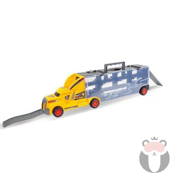 Писта Top Truck Автовоз-куфар с колички и аксесоари, жълта
