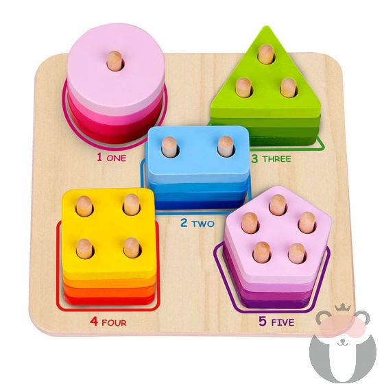 Дървена низанка Цифри, форми, цветове, Tooky Toy