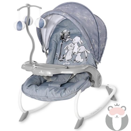Lorelli Бебешки шезлонг с гриф Dream Time, Silver Blue Rabbits