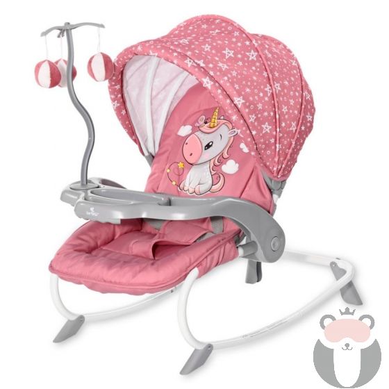 Lorelli Бебешки шезлонг с гриф Dream Time, Rose Velvet Unicorn