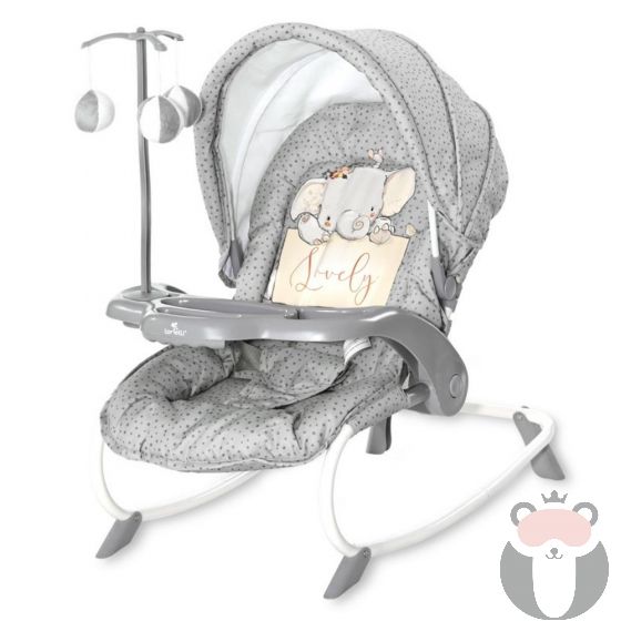 Lorelli Бебешки шезлонг с гриф Dream Time, Grey Elephant