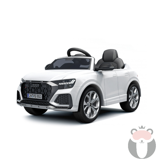 Chipolino Детска електрическа кола AUDI RS Q8 , бяла, EVA гуми, кожа