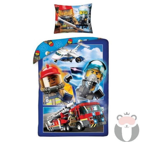 Детски спален комплект LEGO® CITY с пожарникар и пилот