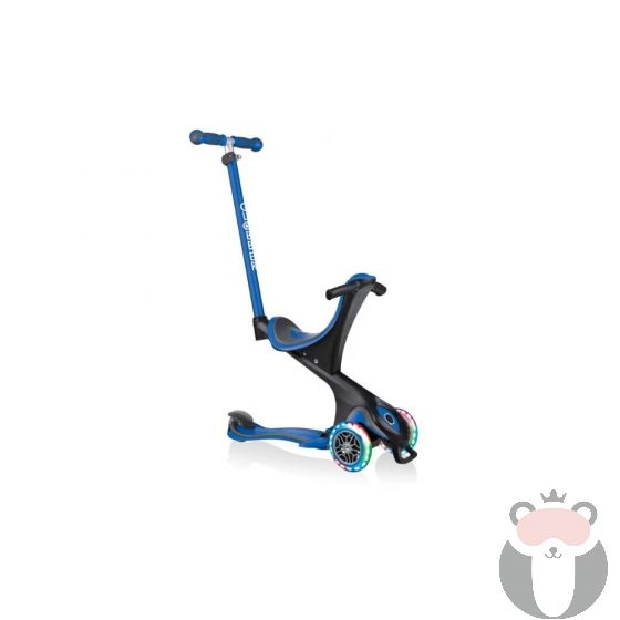 Тротинетка с родителски контрол 5 в 1 Go Up Comfort Lights - синя Globber