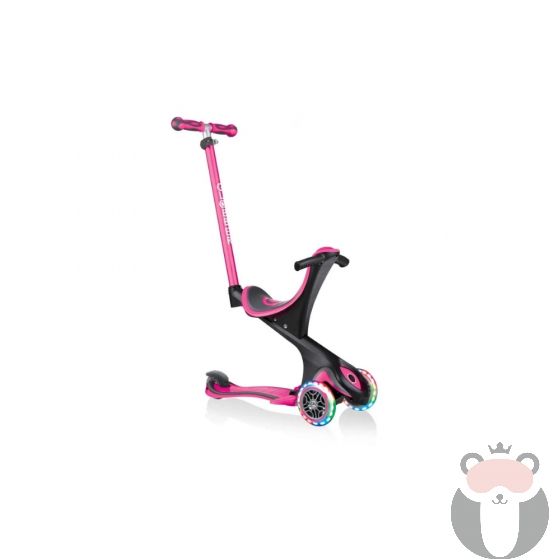 Тротинетка с родителски контрол 5 в 1 Go Up Comfort Lights - розова Globber