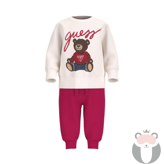Guess Bear Бебешки сет за момиче CREAM WHITE