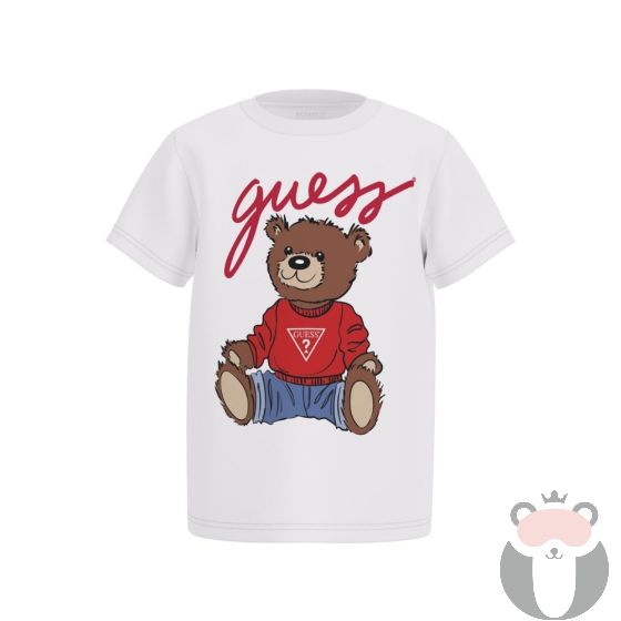 Guess Bear Тениска с мече унисекс Pure White