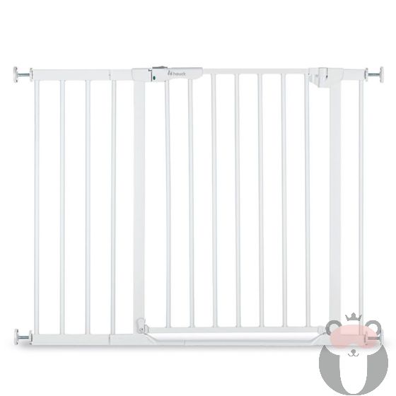 Hauck Предпазна преграда за бебе Clear Step Autoclose 2 + удължител 21 см., White