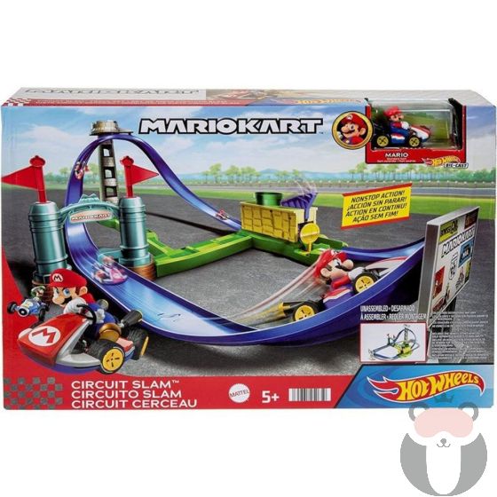 Hot Wheels Писта Mattel Mario Kart Circuit Slam, с една кола Марио