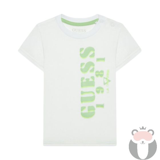 Guess Бебешка тениска за момче Green Logo