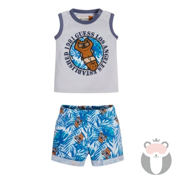 Guess Бебешки комплект за момче GLACIER SEA BLUE
