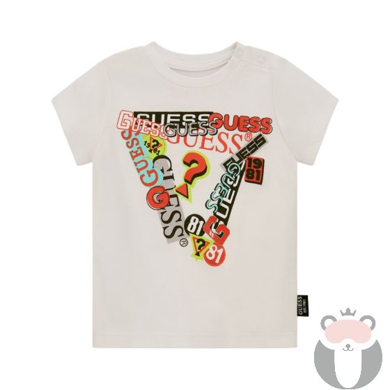 Guess Бебешка тениска за момче Pure White 