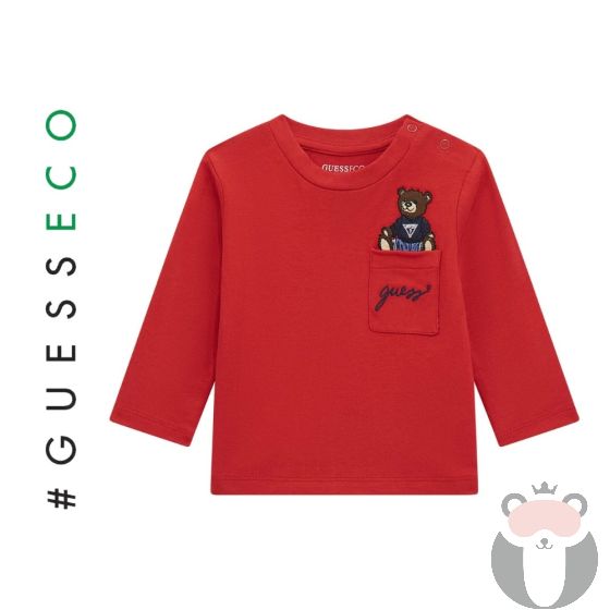 Guess Bear Бебешка блуза с дълъг ръкав CHILI RED