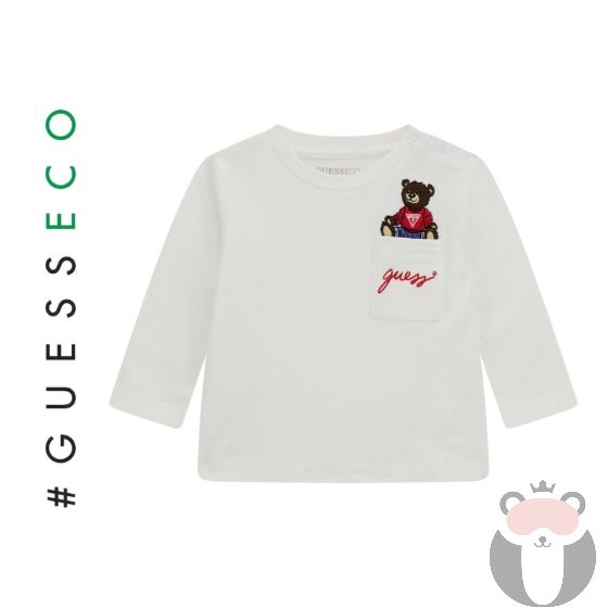 Guess Bear Бебешка блуза с дълъг ръкав PURE WHITE