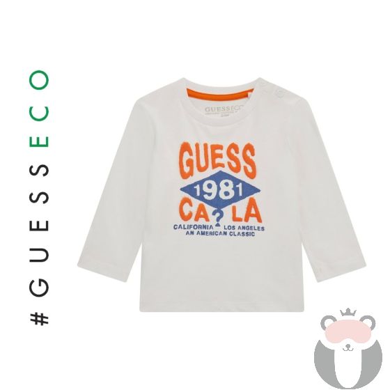 Guess Бебешка блуза с дълъг ръкав WHITE & ORANGE