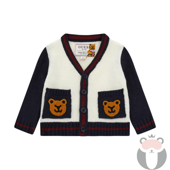 Guess Bear Бебешка жилетка за момче SALT WHITE