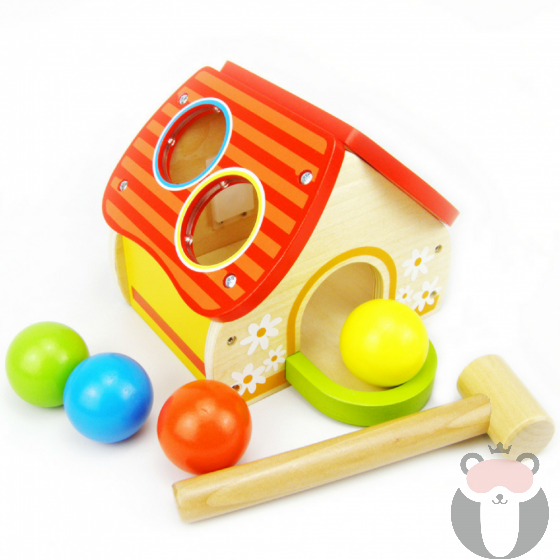 Дървена къща с чукче и топки, Andreu Toys