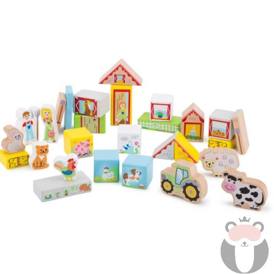 Дървен конструктор - Фермата - Бебешки играчки