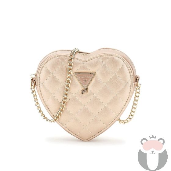 Guess Капитонирана чанта - сърце ROSE GOLD