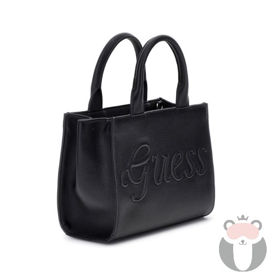 Guess Кожена чанта с 2 дръжки JET BLACK