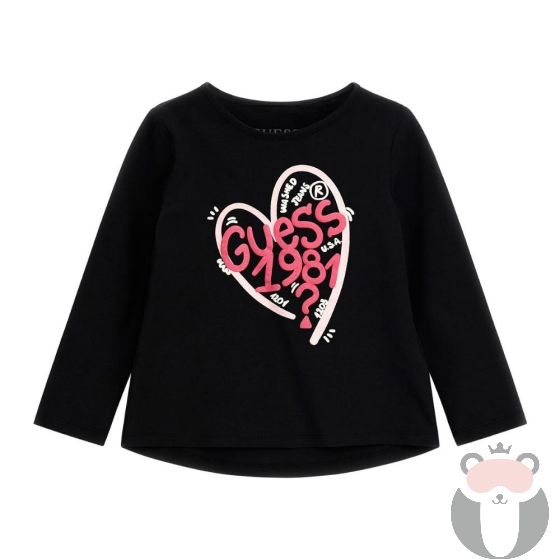 Guess Детска блуза с дълъг ръкав за момиче Heart Black