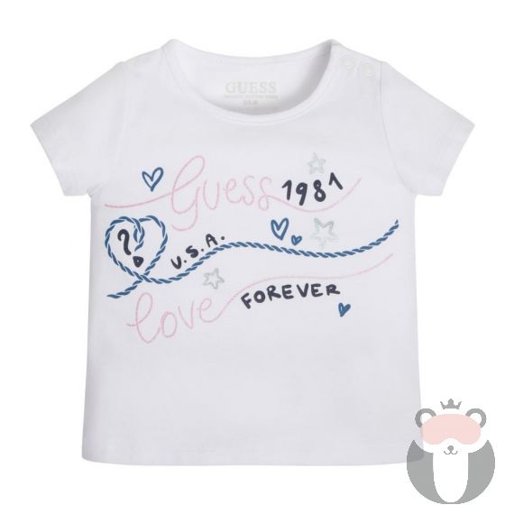 Guess Smart Бебешка тениска за момиче PINKY WHITE