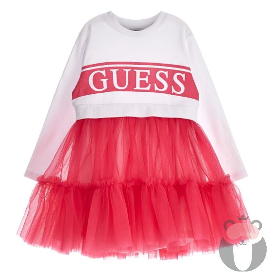Guess Детска официална рокля с тюл FUCHSIA