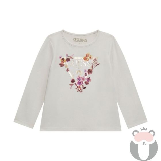 Guess Детска блуза с дълъг ръкав Flowers White