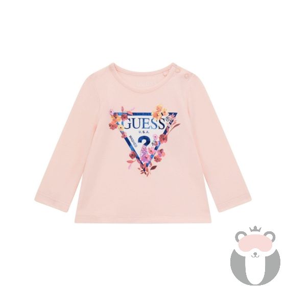 Guess Детска блуза с дълъг ръкав Flowers Ballet Pink