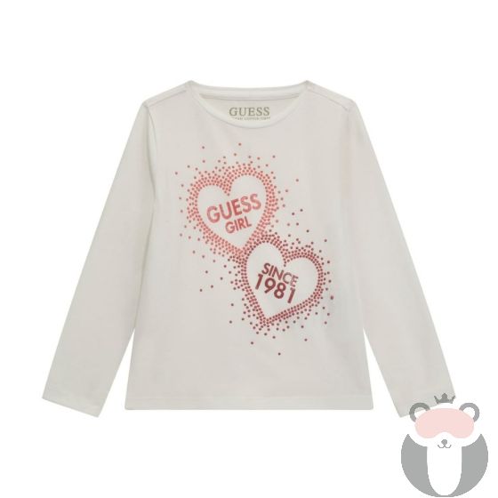 Guess Детска блуза с дълъг ръкав за момиче Hearts White