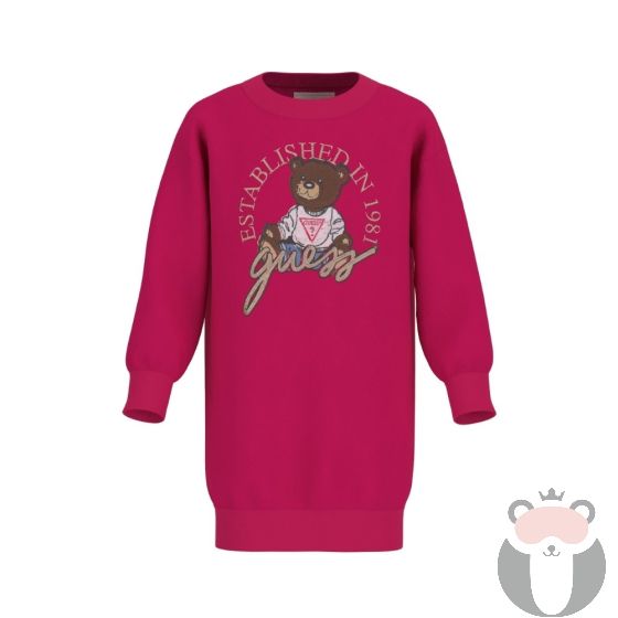 Guess Bear Детска плетена рокля с мече CHERRY PASSION