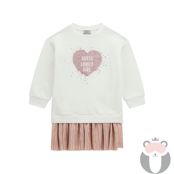 Guess Комбинирана детска рокля CREAM WHITE