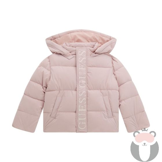 Guess Детско зимно яке за момиче с надписи PINK ROSES