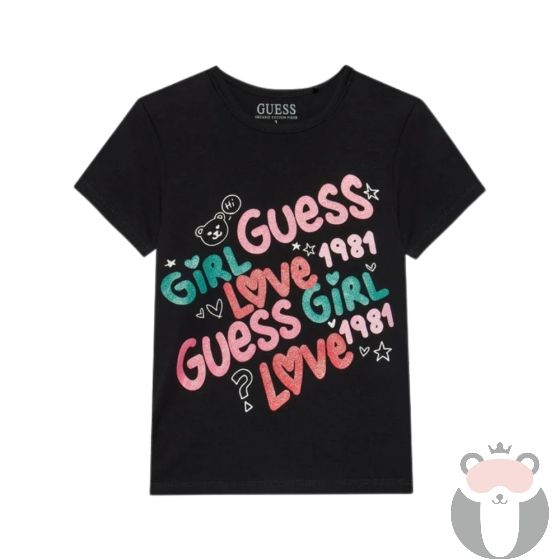 Guess Детска тениска за момиче Love Guess Jet Black