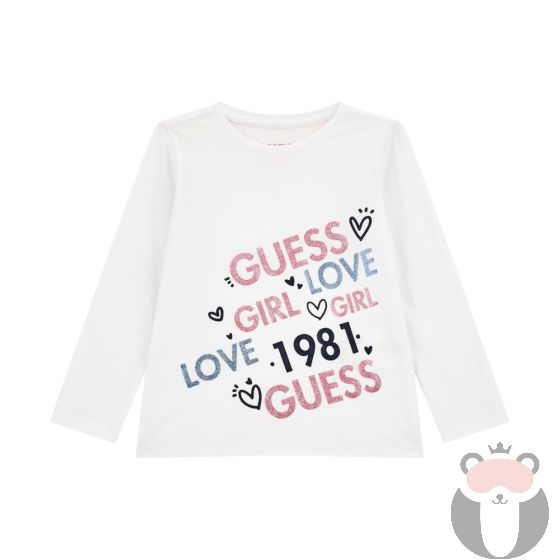 Guess Детска блуза с дълъг ръкав Girl Love White