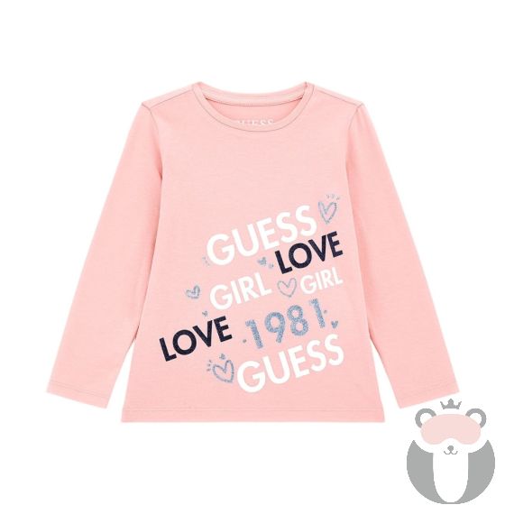 Guess Детска блуза с дълъг ръкав Girl Love Pink