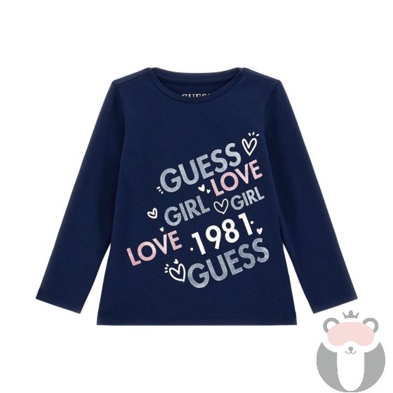 Guess Детска блуза с дълъг ръкав Girl Love Blue