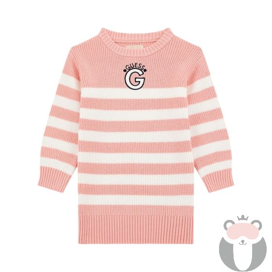 Guess Детска плетена рокля PINK AND WHITE STRIP