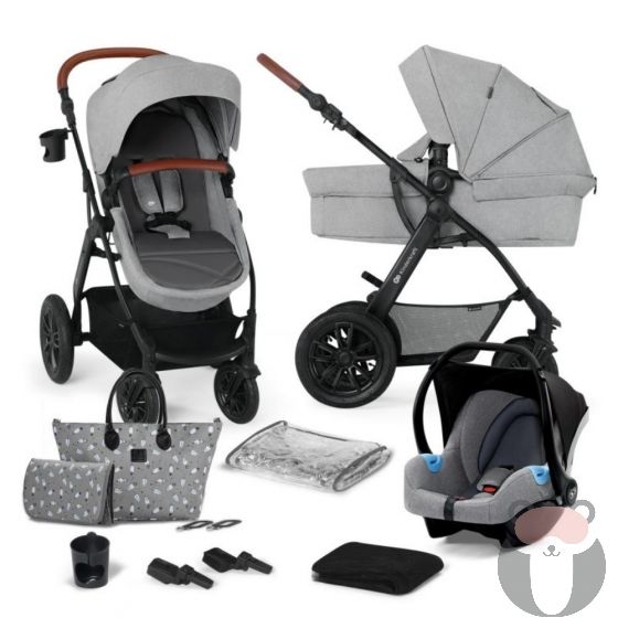 Количка KinderKraft Xmoov 2023, 3в1, Светло сива