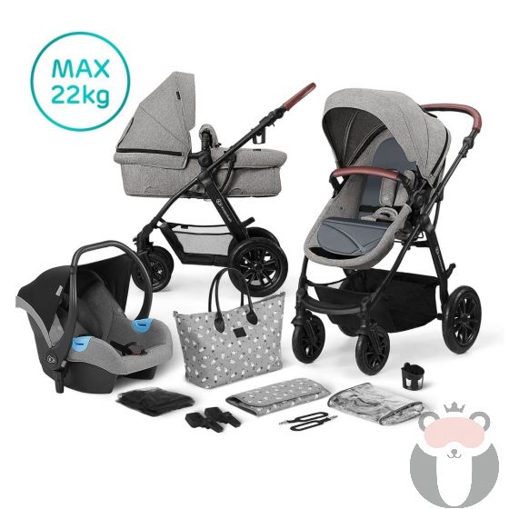 Бебешка количка 3в1 KinderKraft Xmoov, Сива