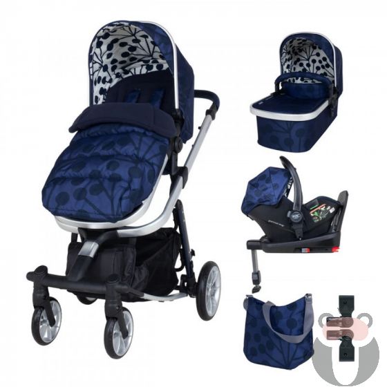 Комплект количка Cosatto Giggle Quad LUNARIA INK 5в1, i-Size база и чувалче за крака