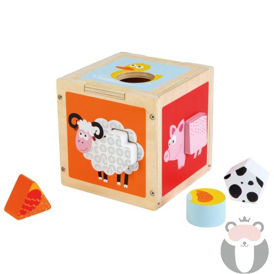 Куб за сортиране на форми - дървена играчка Lelin Toys