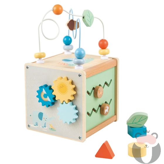 Lelin Toys Дървен дидактически куб, Вълшебна гора
