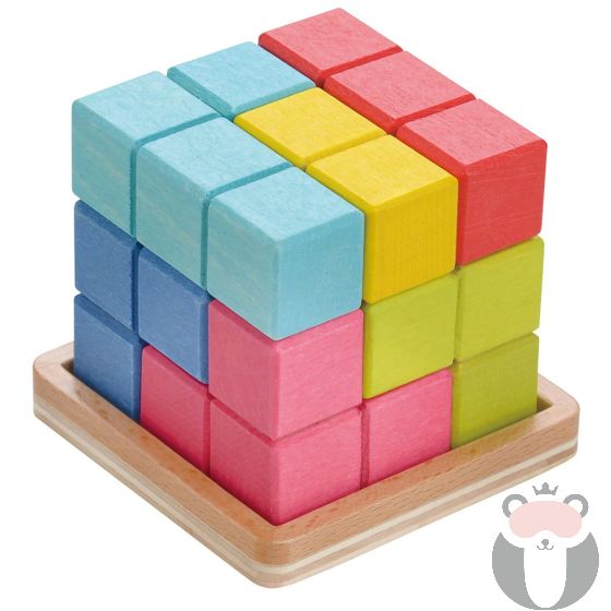 Lelin Toys Дървена логическа игра-пъзел, Подреди куба
