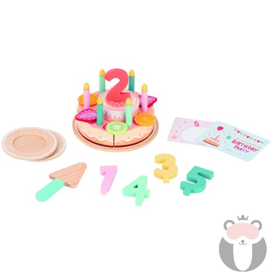 Lelin Toys Дървена торта за Рожден ден, 2 в 1