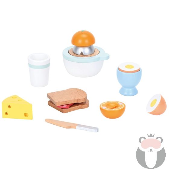 Lelin Toys Дървен комплект за закуска със сокоизтисквачка за цитруси